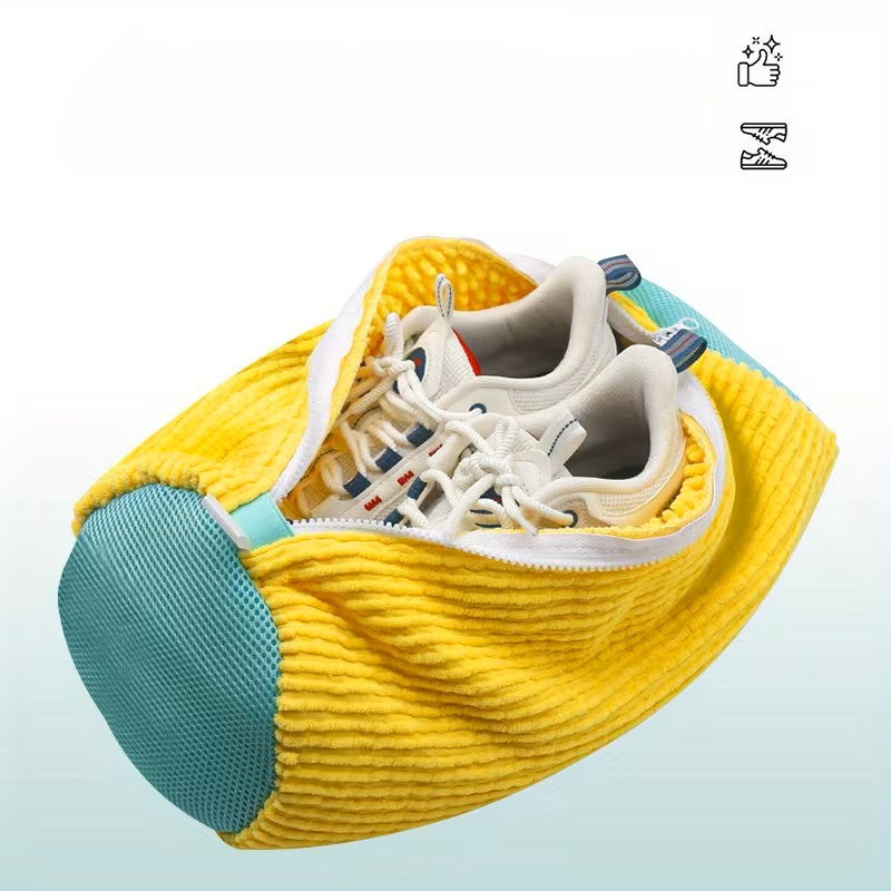 Mikrofiber astarlı fermuarlı ayakkabı yıkama torbası