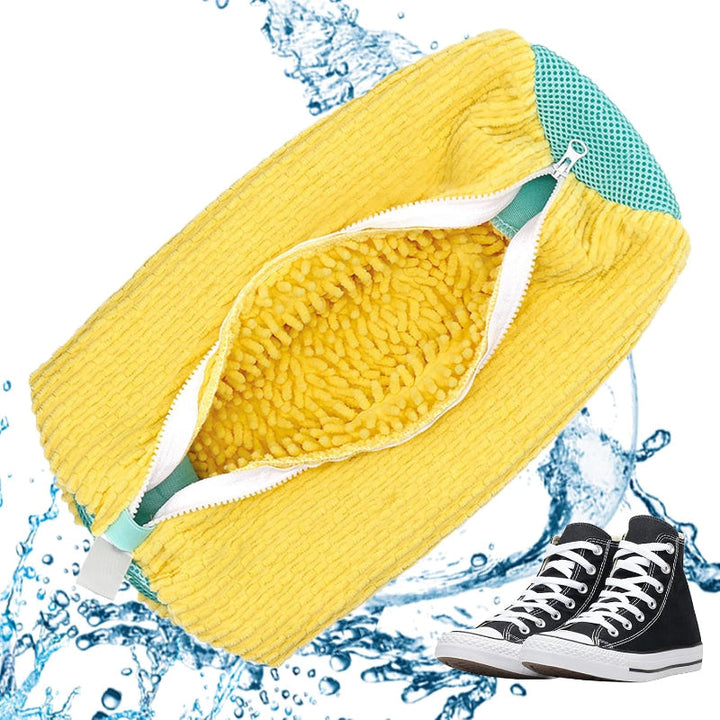 Mikrofiber astarlı fermuarlı ayakkabı yıkama torbası