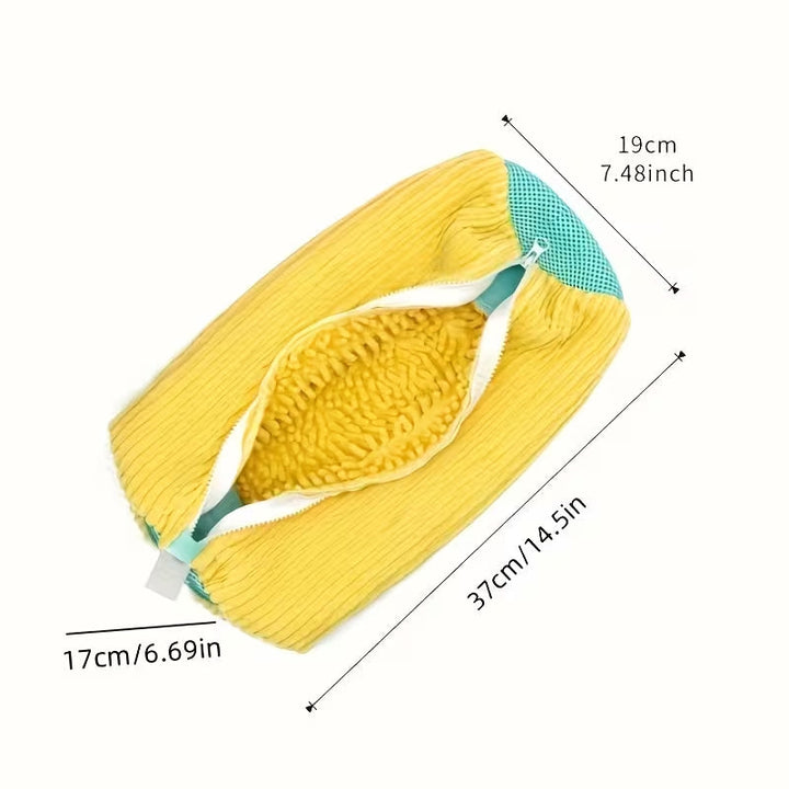 Mikrofiber astarlı fermuarlı ayakkabı yıkama torbası